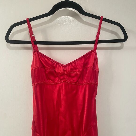 Anna October Sleeveless Bustier Open Back Silky Midi Slip Dress Red Small - Picture 5 of 14